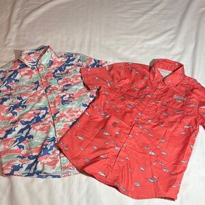 Boys Fish Print and Camouflage Button Down Ocean Coast Shirts. 2 shirts-SZ-M